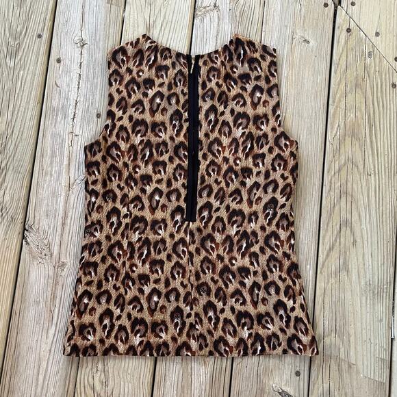Tory Burch Women's 100% Silk Brown Sleeveless Animal Print Blouse Size 4 - Picture 2 of 8
